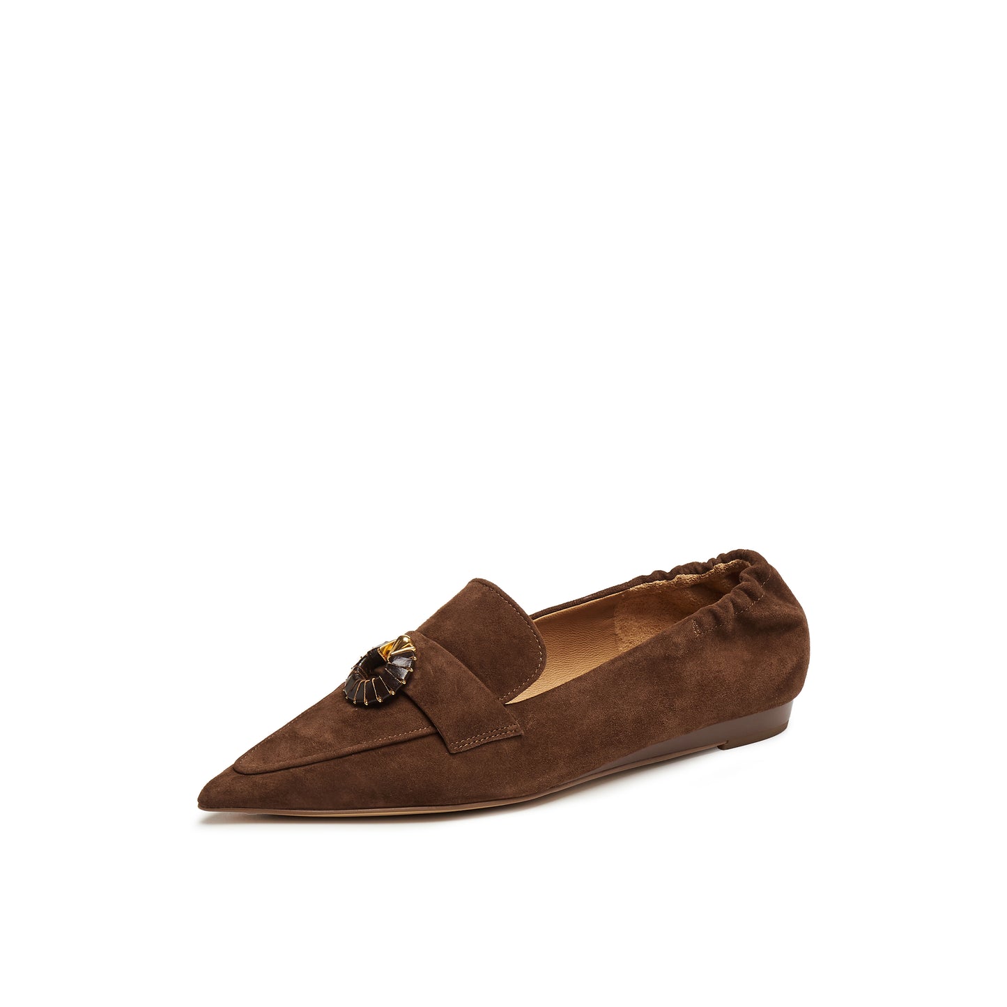 Kid Suede Pointed Toe Loafer