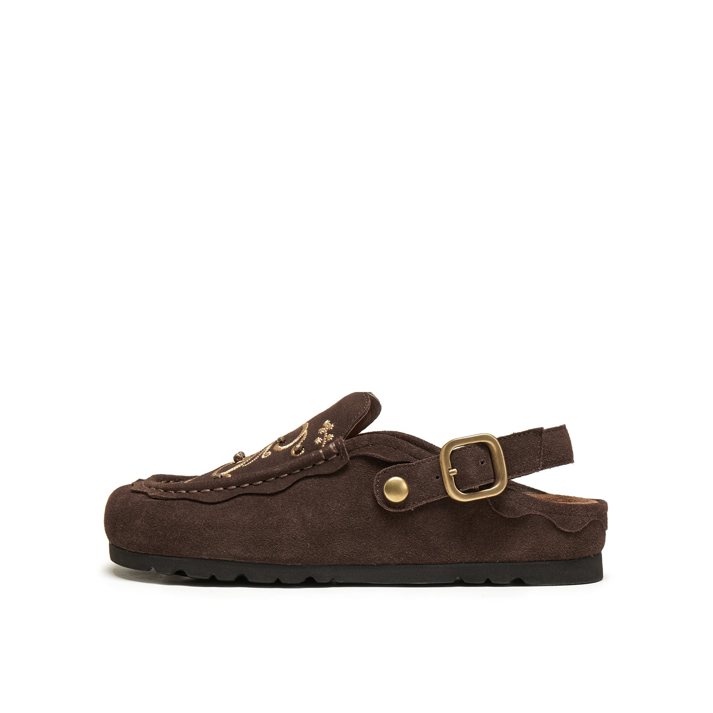 Wide Round Toe Sandals with Embroidery