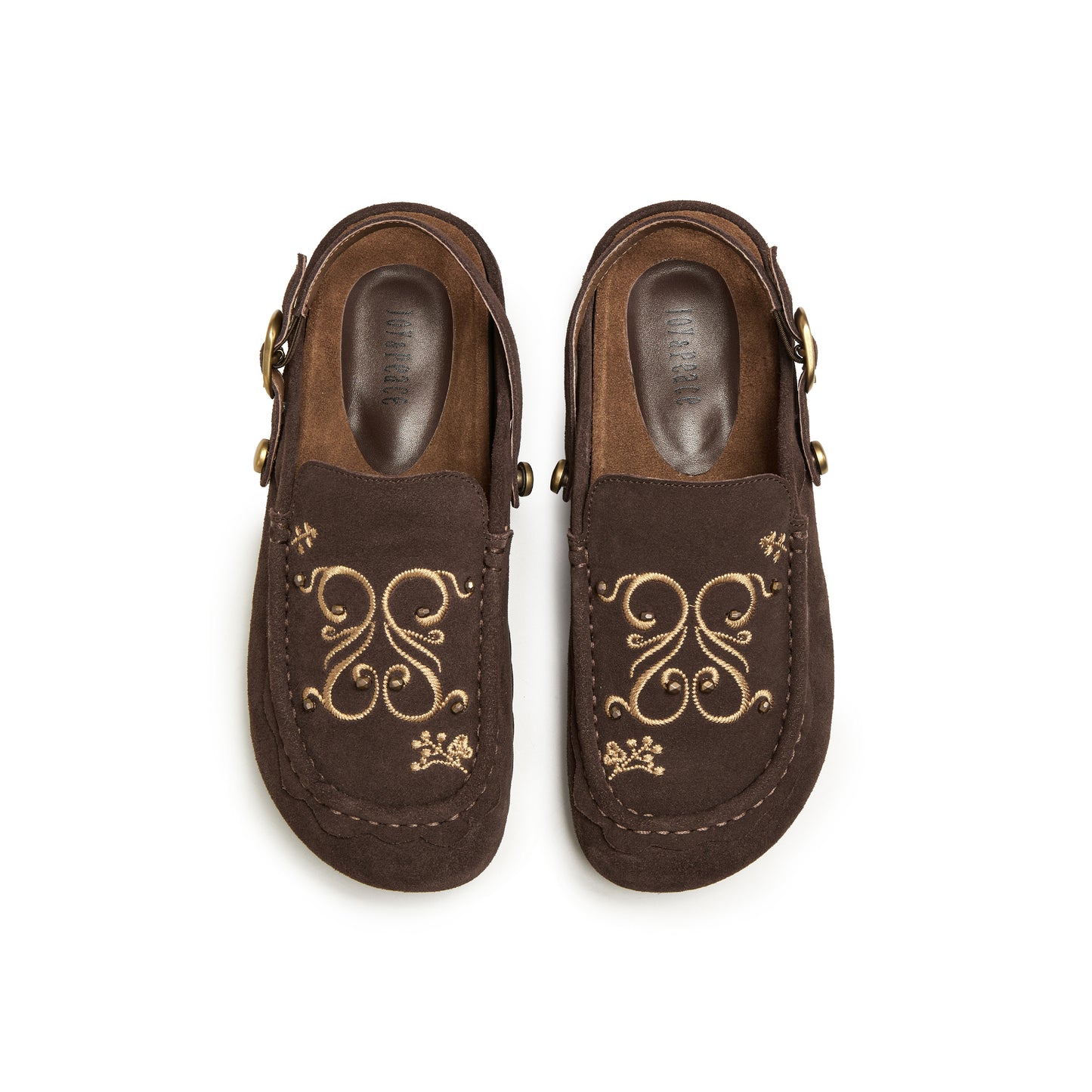 Wide Round Toe Sandals with Embroidery