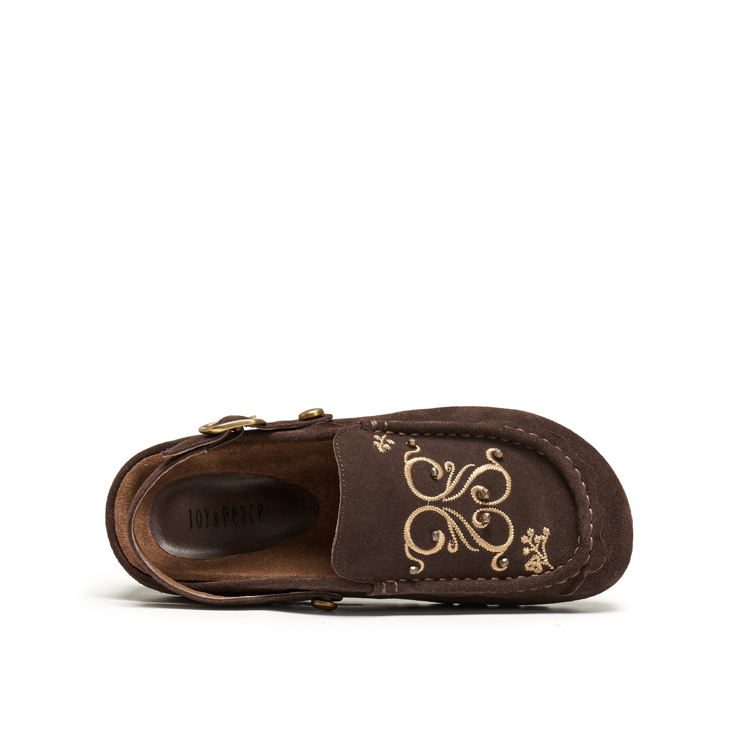 Wide Round Toe Sandals with Embroidery