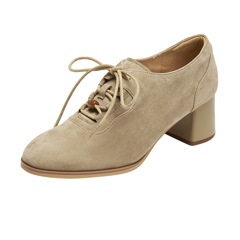 Soft Suede Block Heel Oxford Shoes