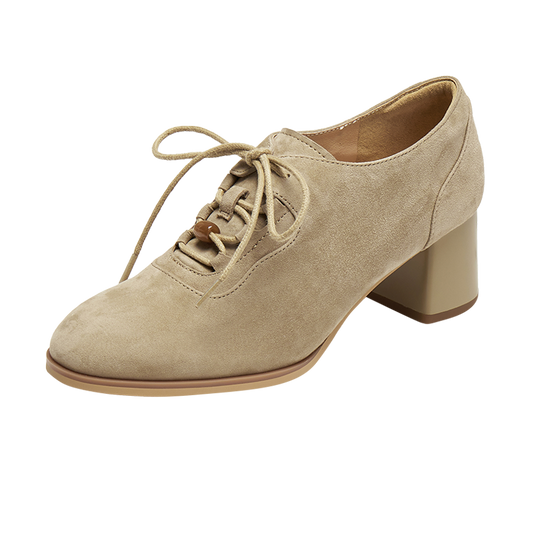 Soft Suede Block Heel Oxford Shoes