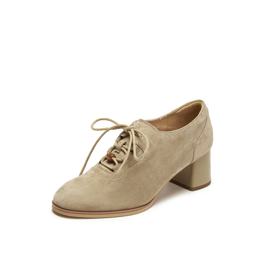 Soft Suede Block Heel Oxford Shoes