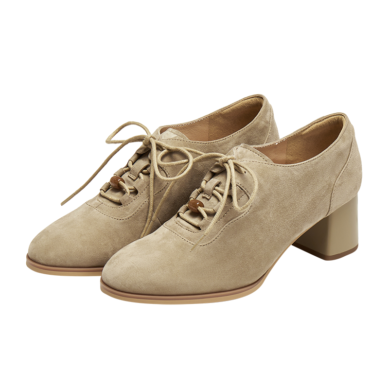 Soft Suede Block Heel Oxford Shoes