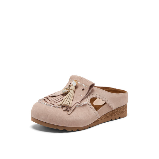 Wedged Mules with Tassels