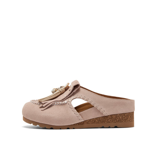 Wedged Mules with Tassels