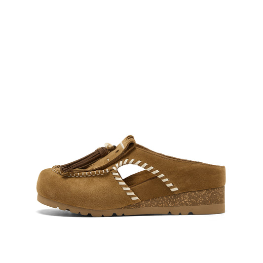 Wedged Mules with Tassels