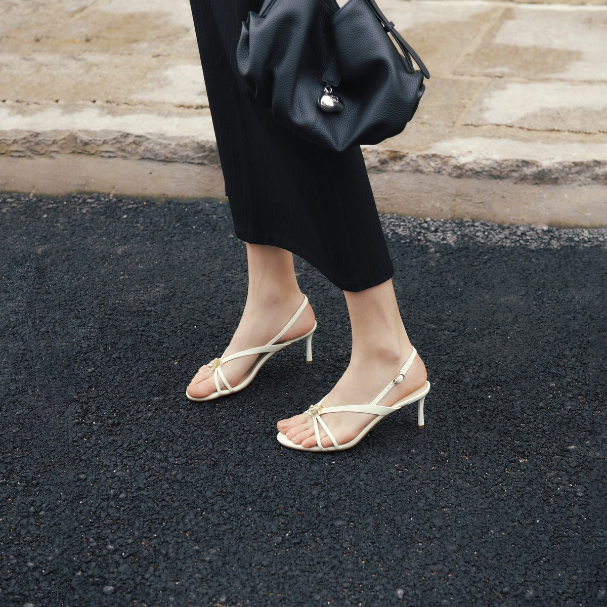Beads Multi Straps Heel Sandals