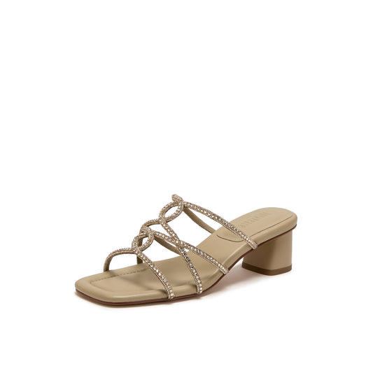 Embellished Strap Blocked-heel Sandals