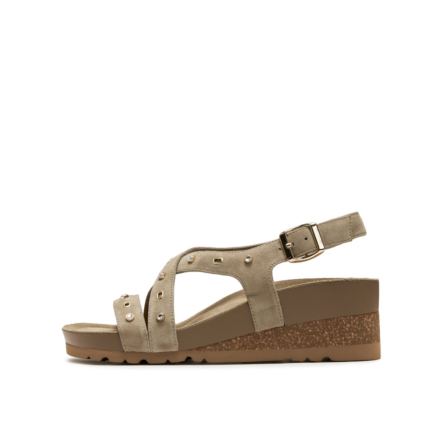 Suede Studded Wedges