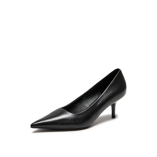 Pointy Toe Kid Leather Heels
