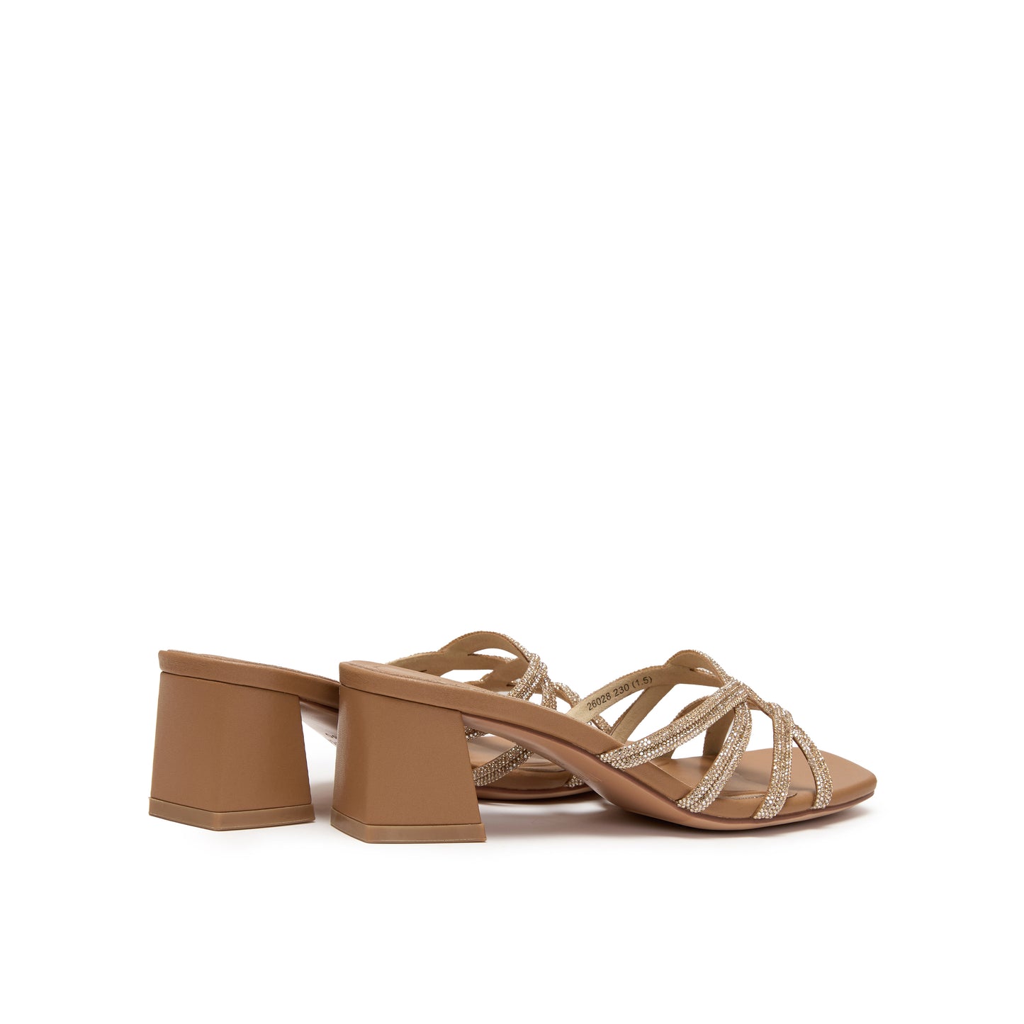 Embellished Strap Blocked-heel Slippers