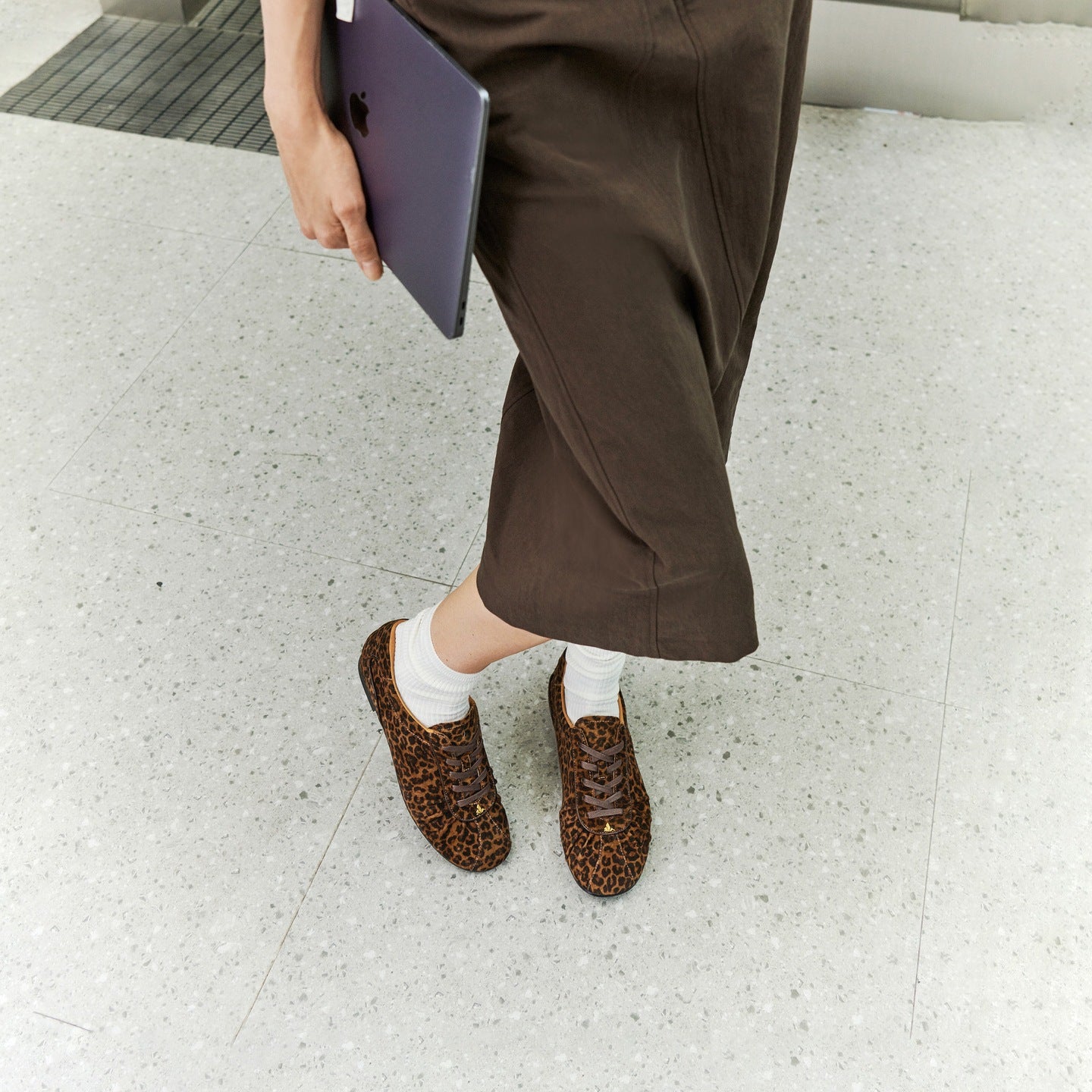 Leopard Printed Lace-up Oxford