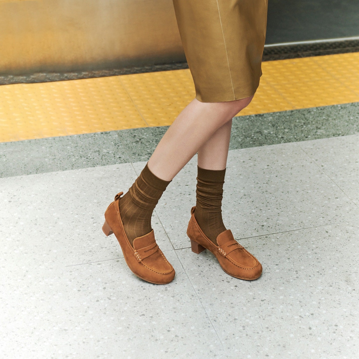 Retro Block Heel Loafers