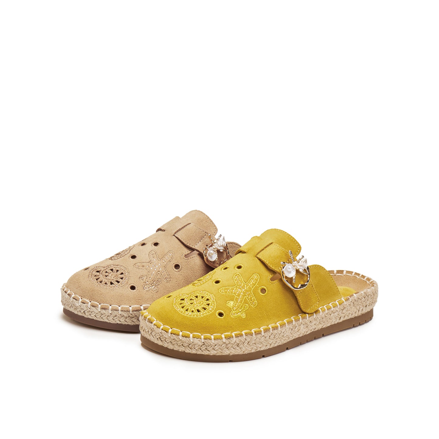 Marine-inspired Embroidered Mules