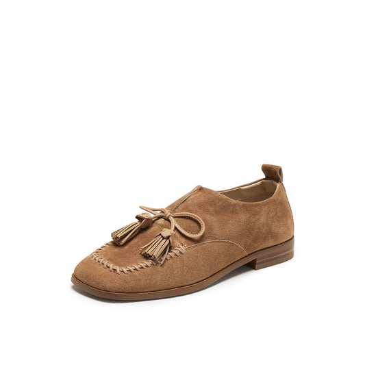 Calf Split Loafers with Tassels