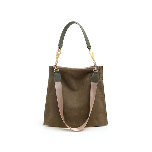 Nubuck Calf Leather Shoulder Bag