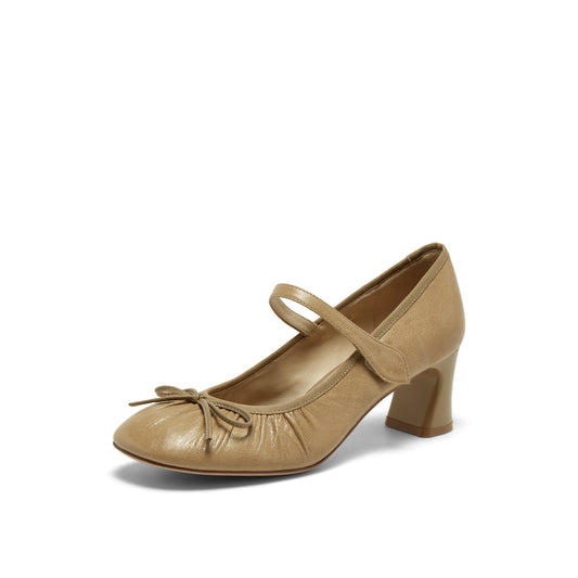Gatherd Leather Mary Jane Shoes