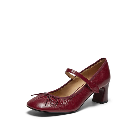 Gatherd Leather Mary Jane Shoes
