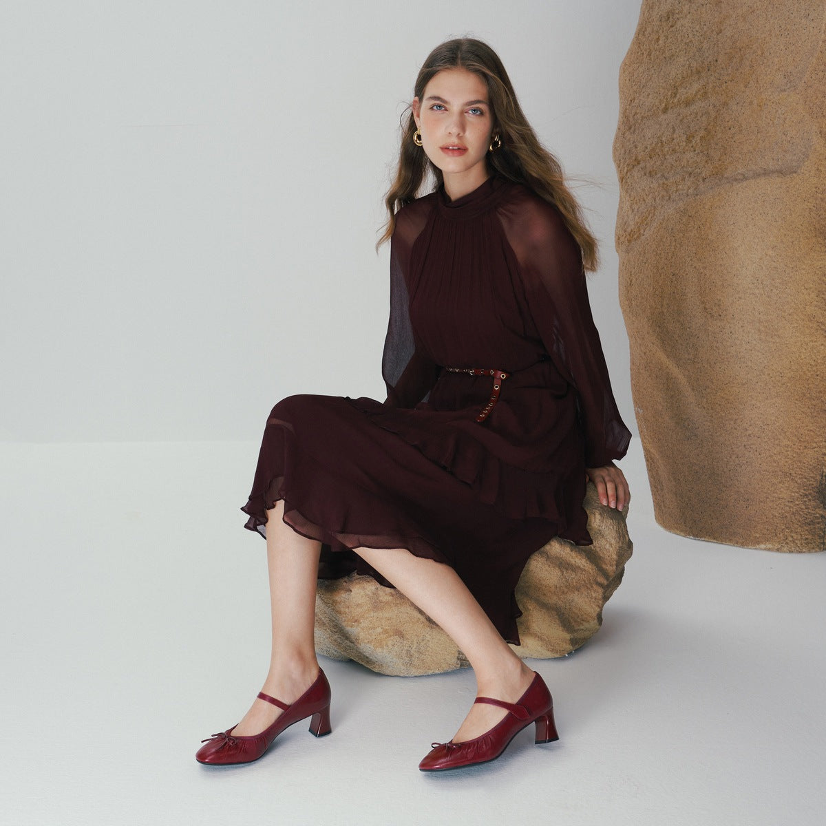 Gatherd Leather Mary Jane Shoes
