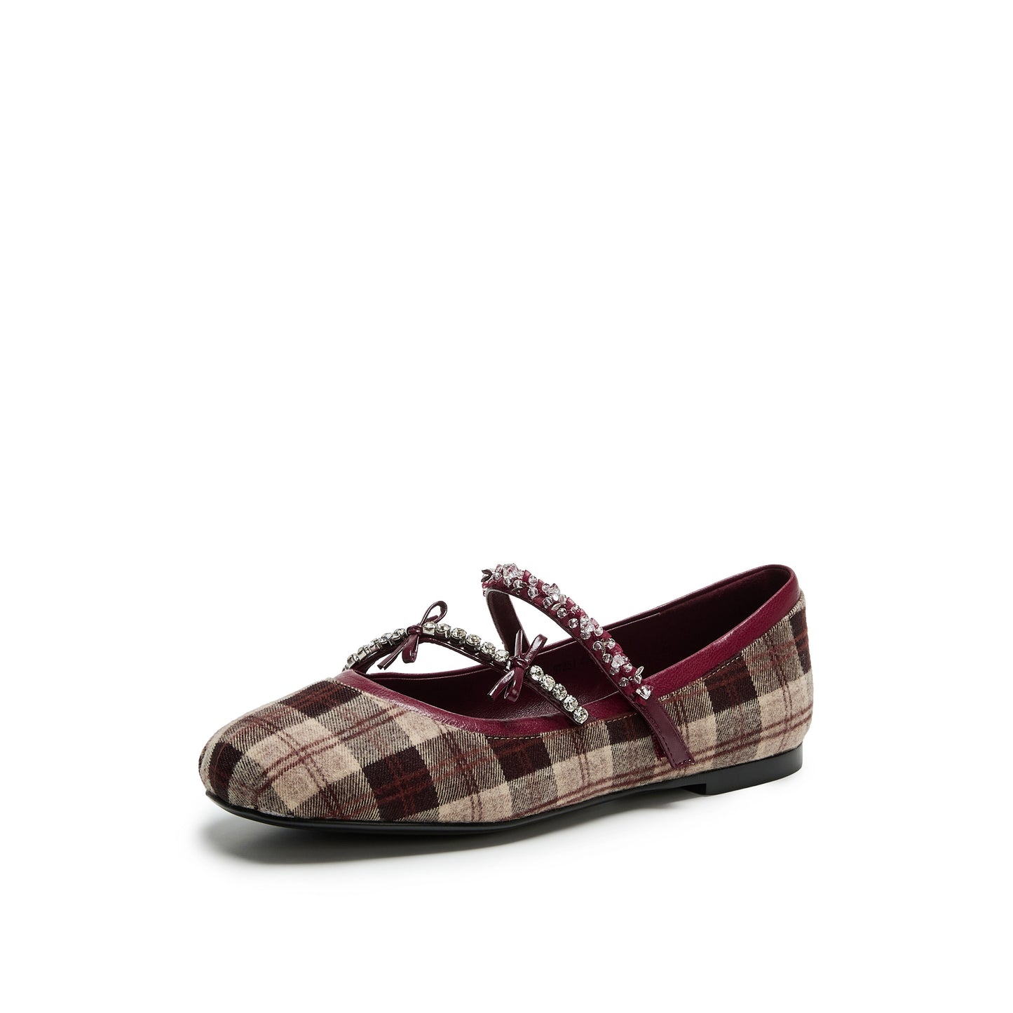 Embellished Strap Plaid Mary Jane