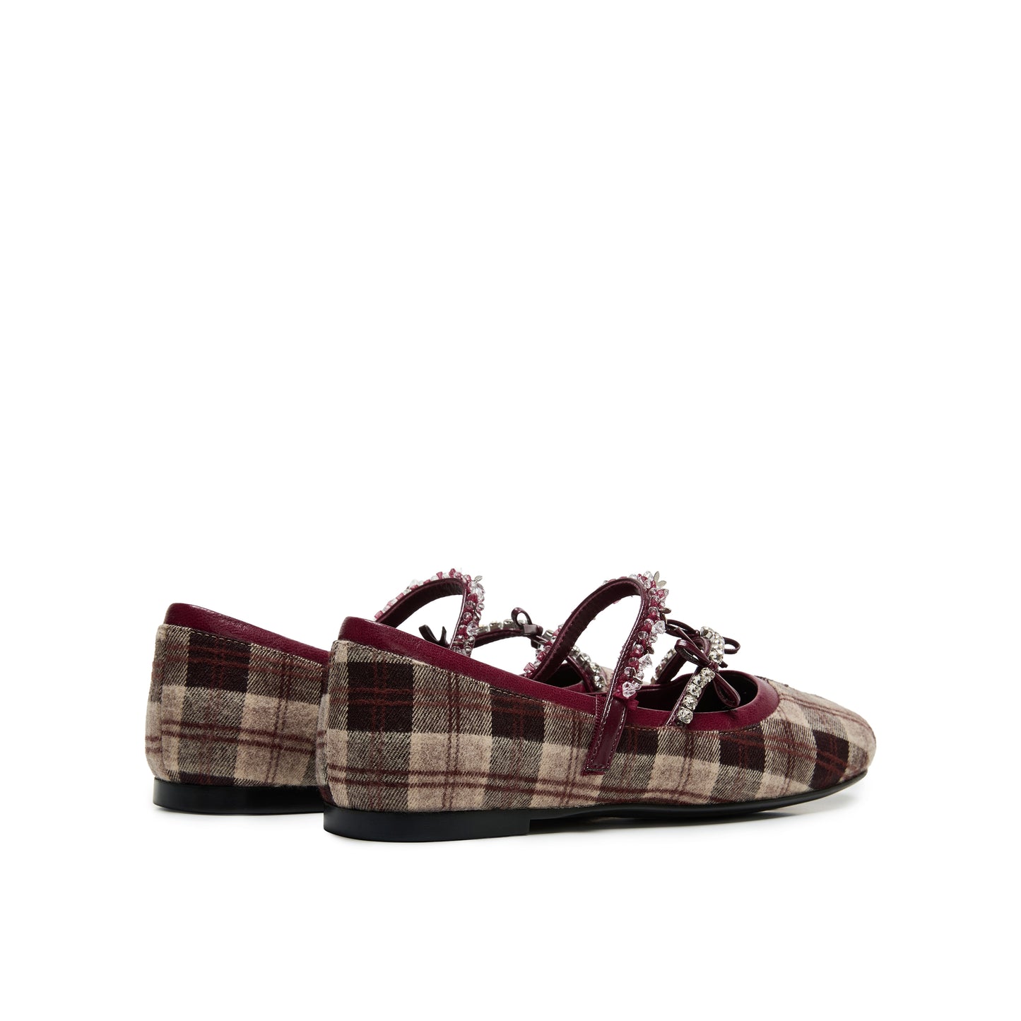 Embellished Strap Plaid Mary Jane