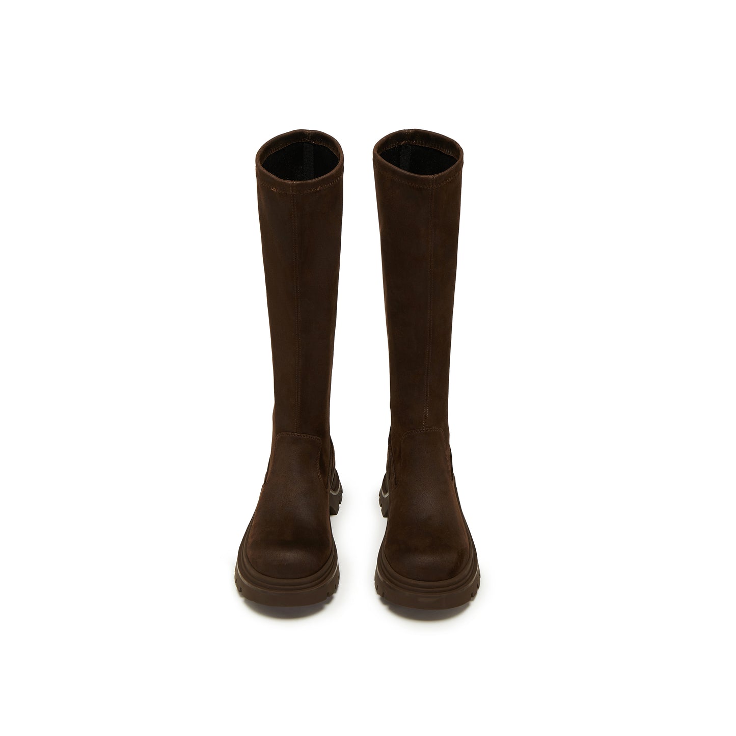 Brushed-off Stretch Fabric Chunky Long Boots