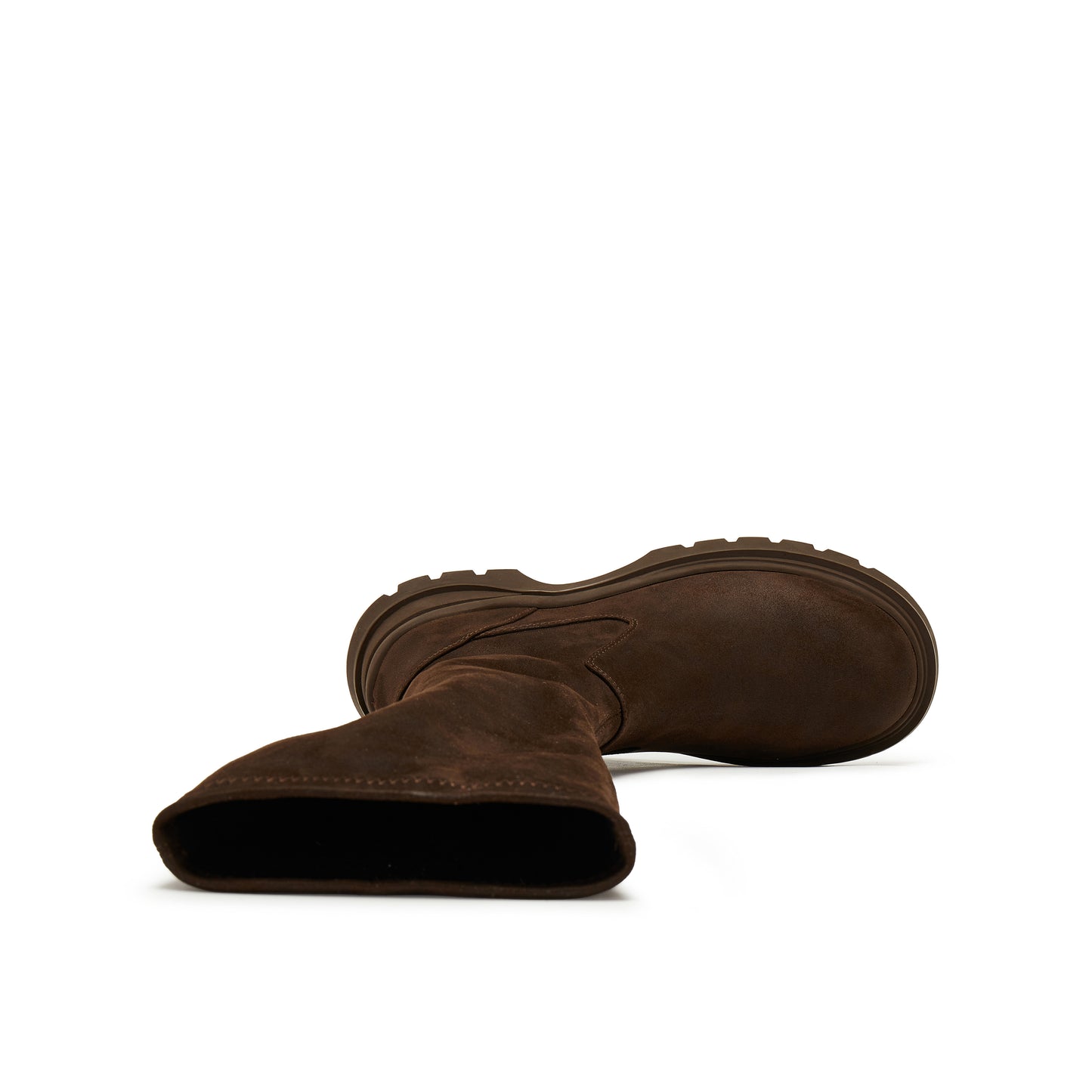 Brushed-off Stretch Fabric Chunky Long Boots