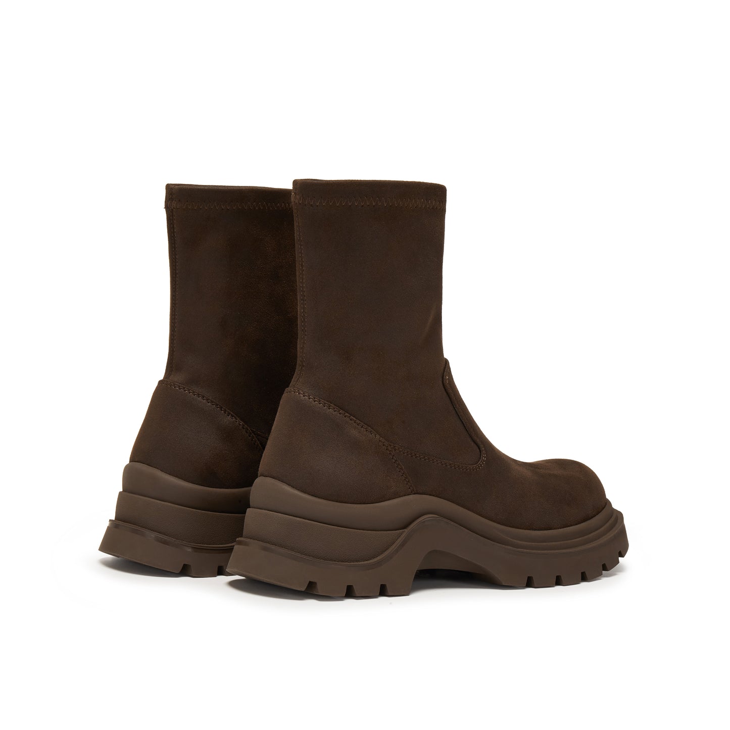 Brushed-off Stretch Fabric Chunky Short Boots