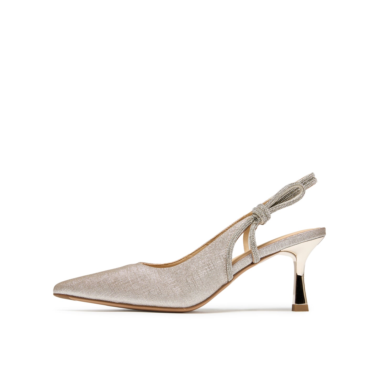 Pointed Toe Glitter Slingback Heels