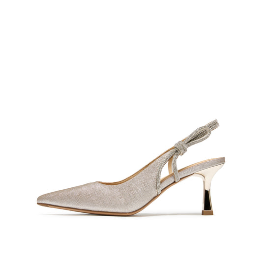Pointed Toe Glitter Slingback Heels