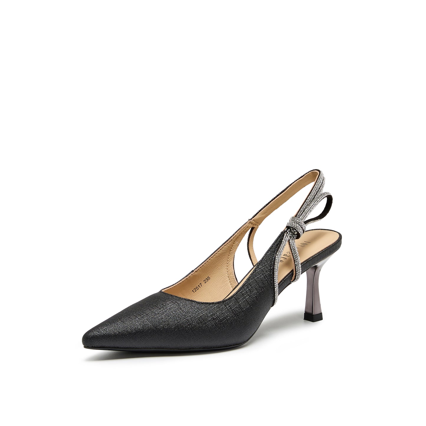 Pointed Toe Glitter Slingback Heels