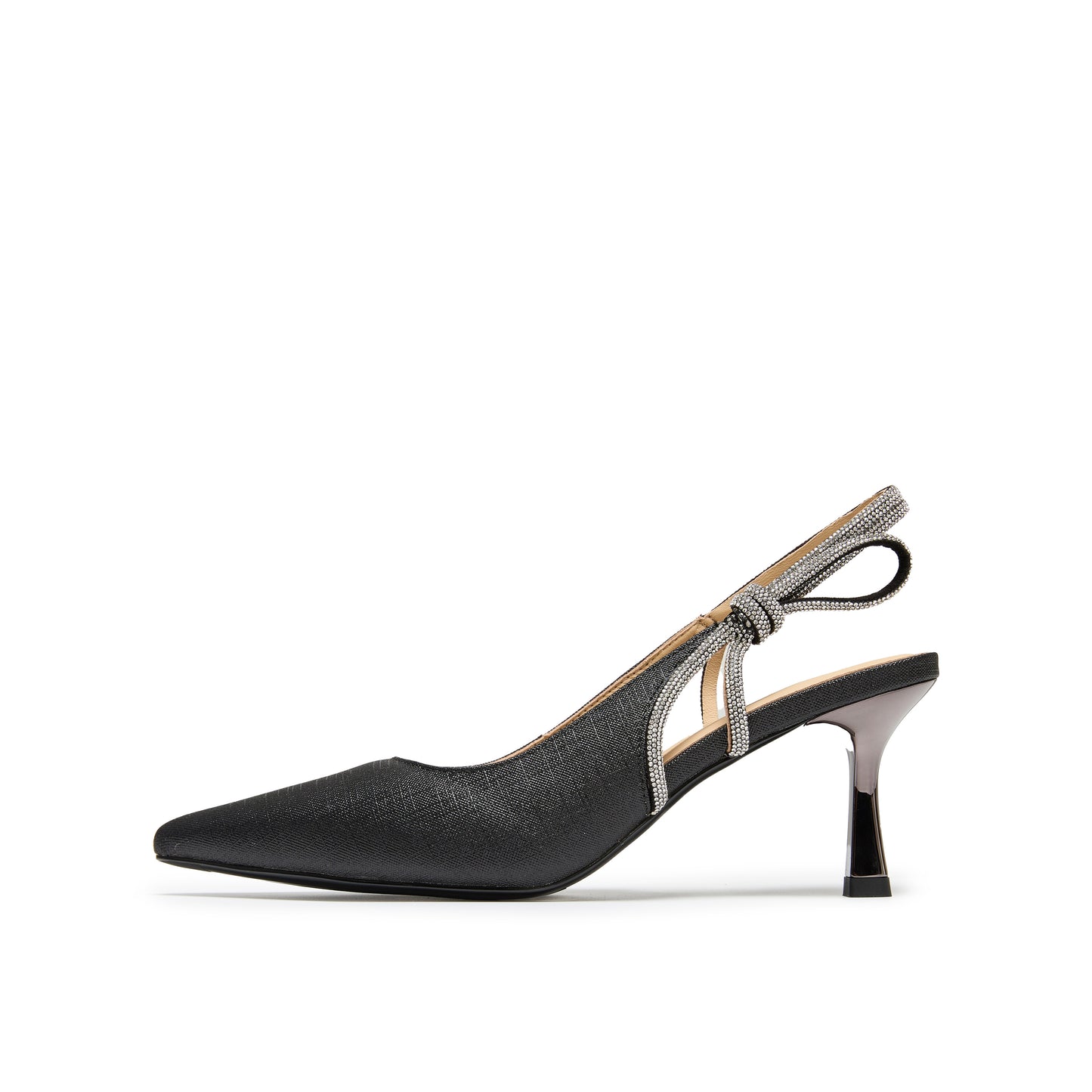 Pointed Toe Glitter Slingback Heels