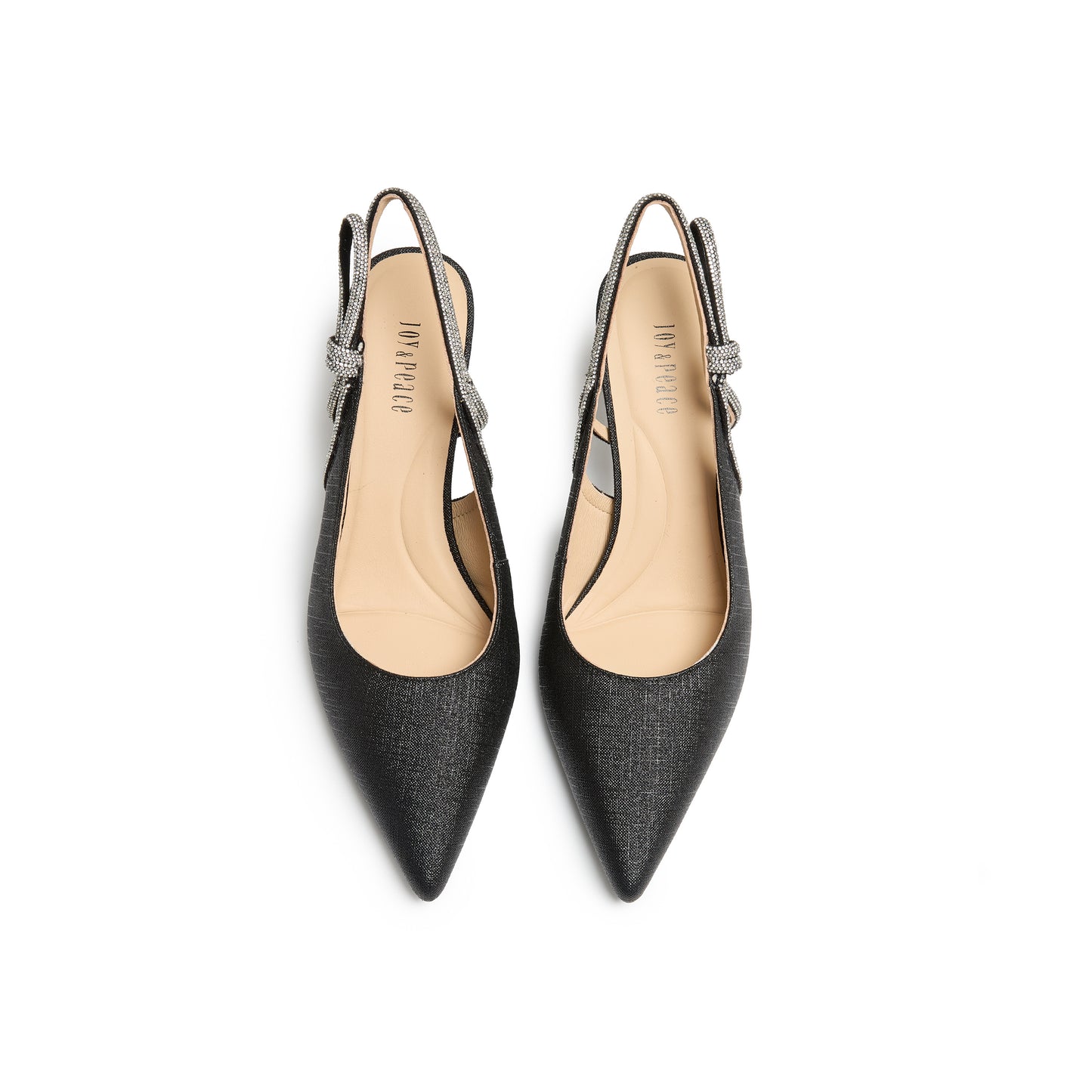 Pointed Toe Glitter Slingback Heels