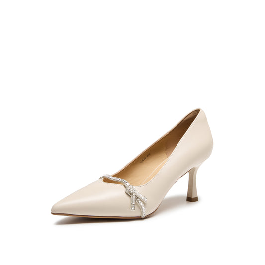 Embellished Bow Pointed Toe Heels