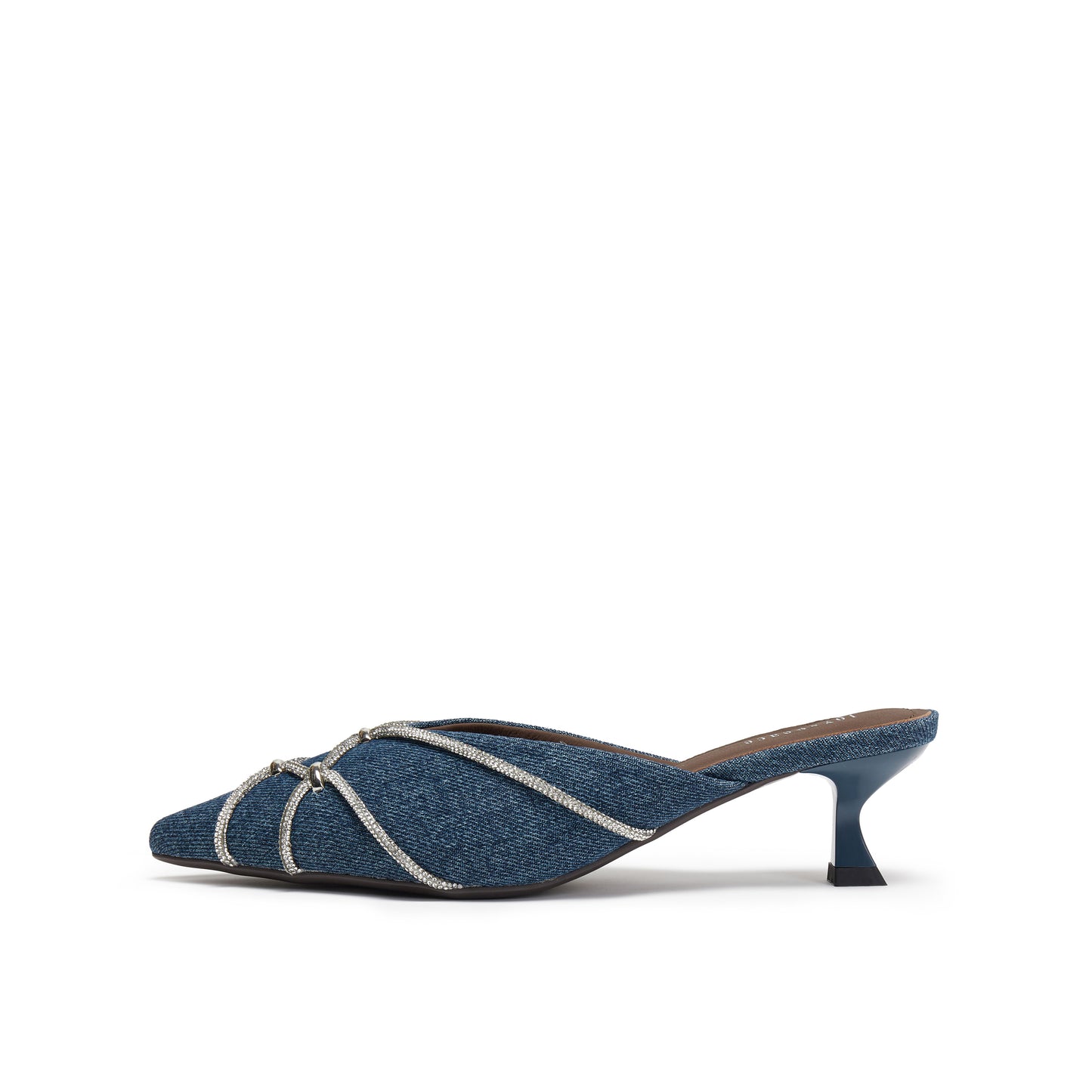Denim Mule with Crystal Embellishments