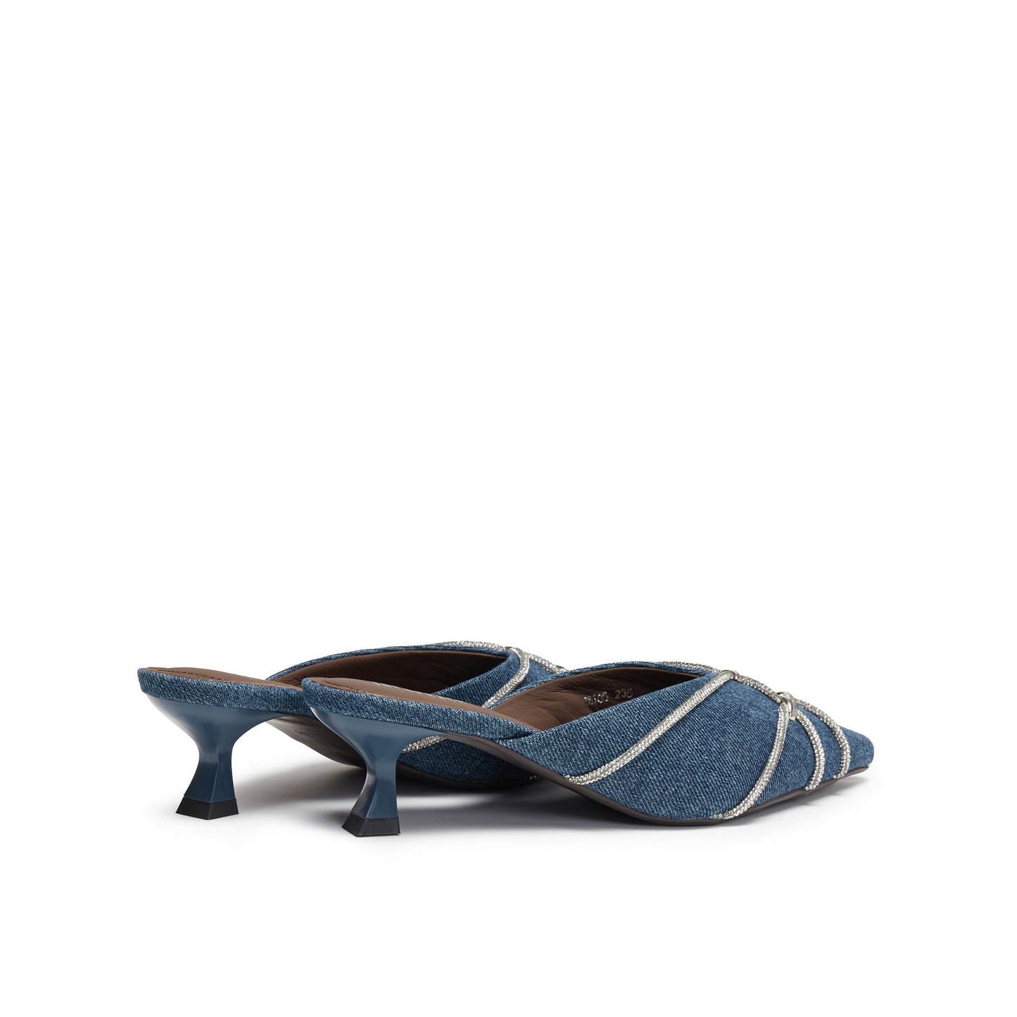 Denim Mule with Crystal Embellishments