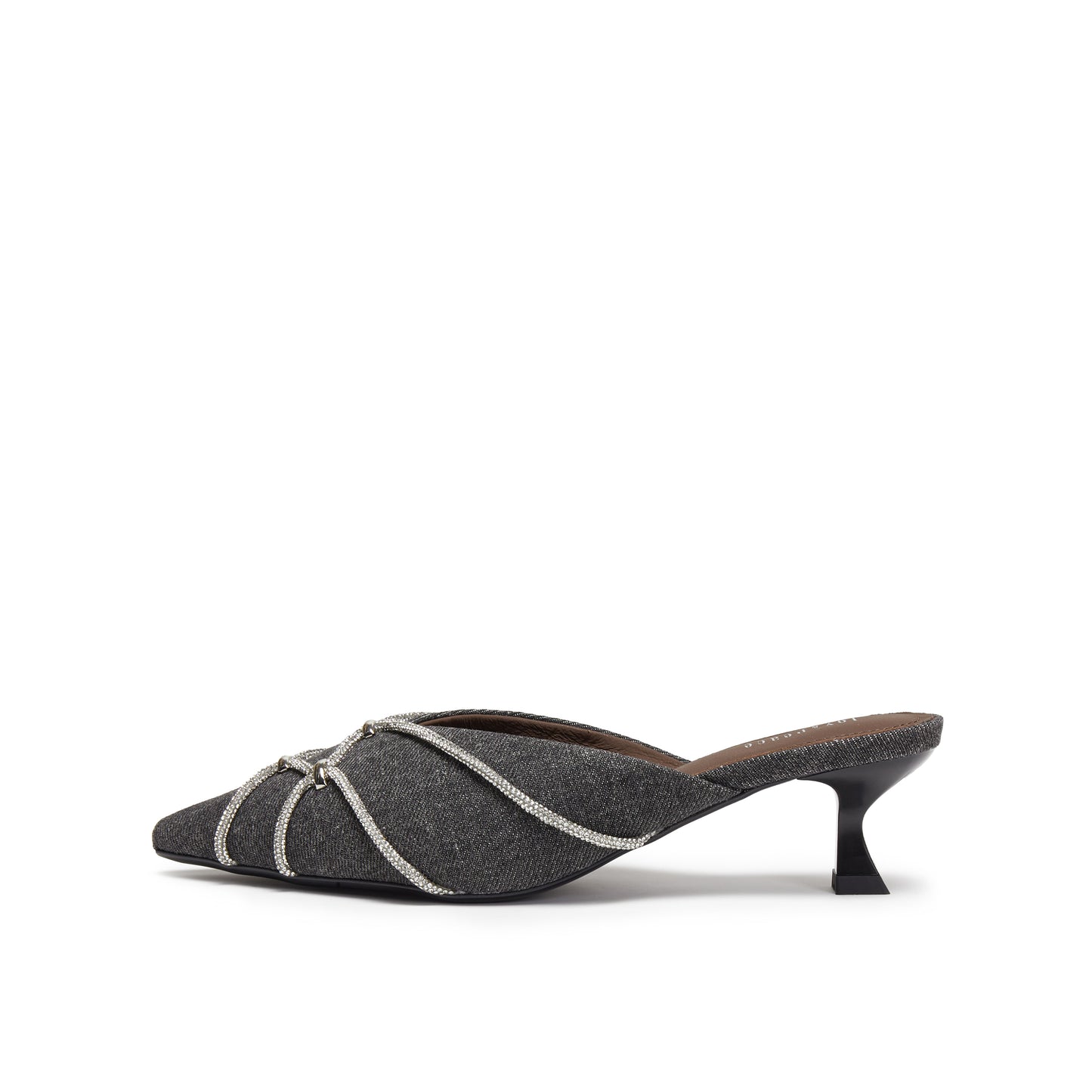 Denim Mule with Crystal Embellishments