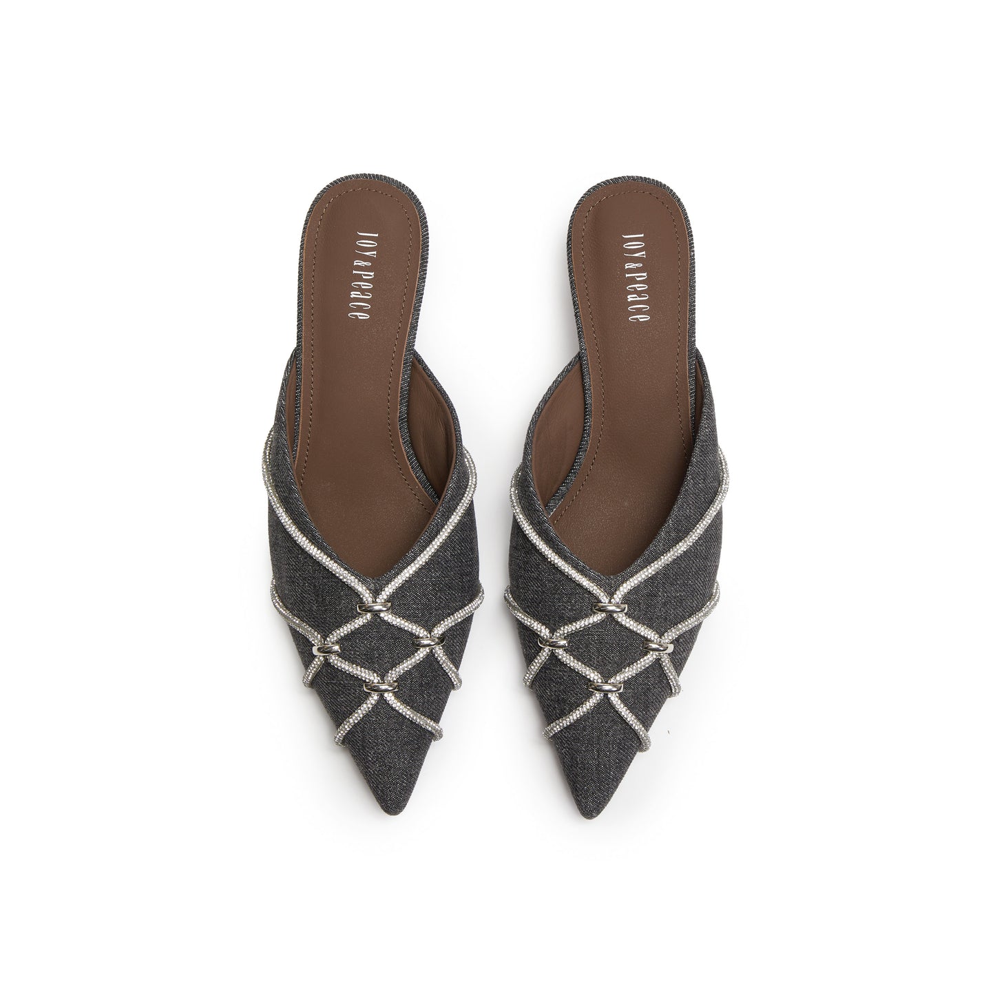 Denim Mule with Crystal Embellishments