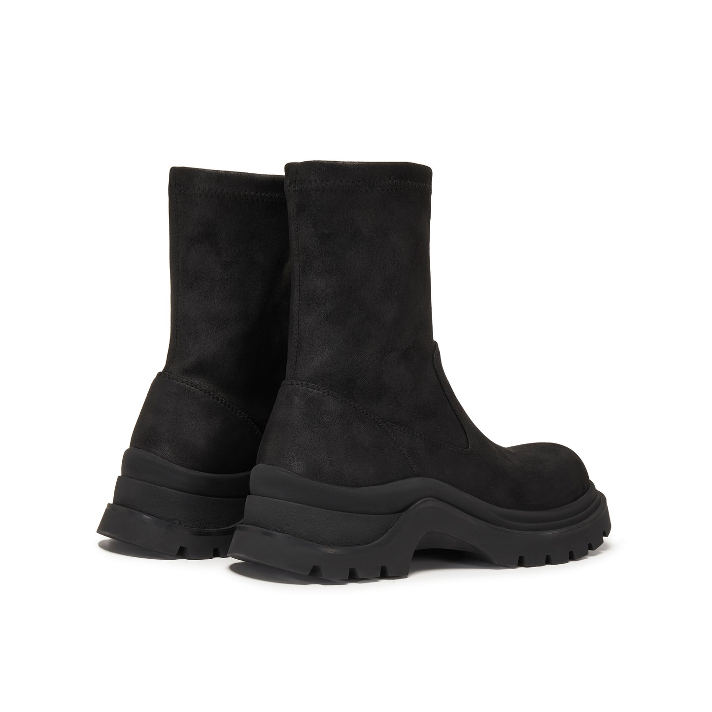 Brushed-off Stretch Fabric Chunky Short Boots