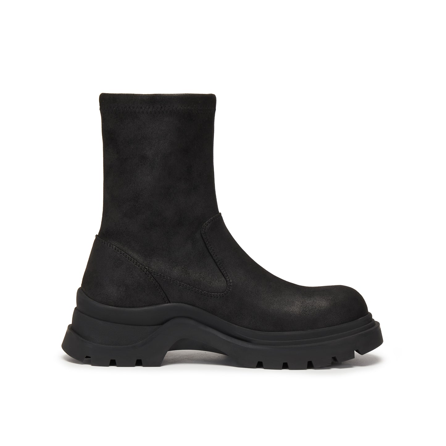 Brushed-off Stretch Fabric Chunky Short Boots