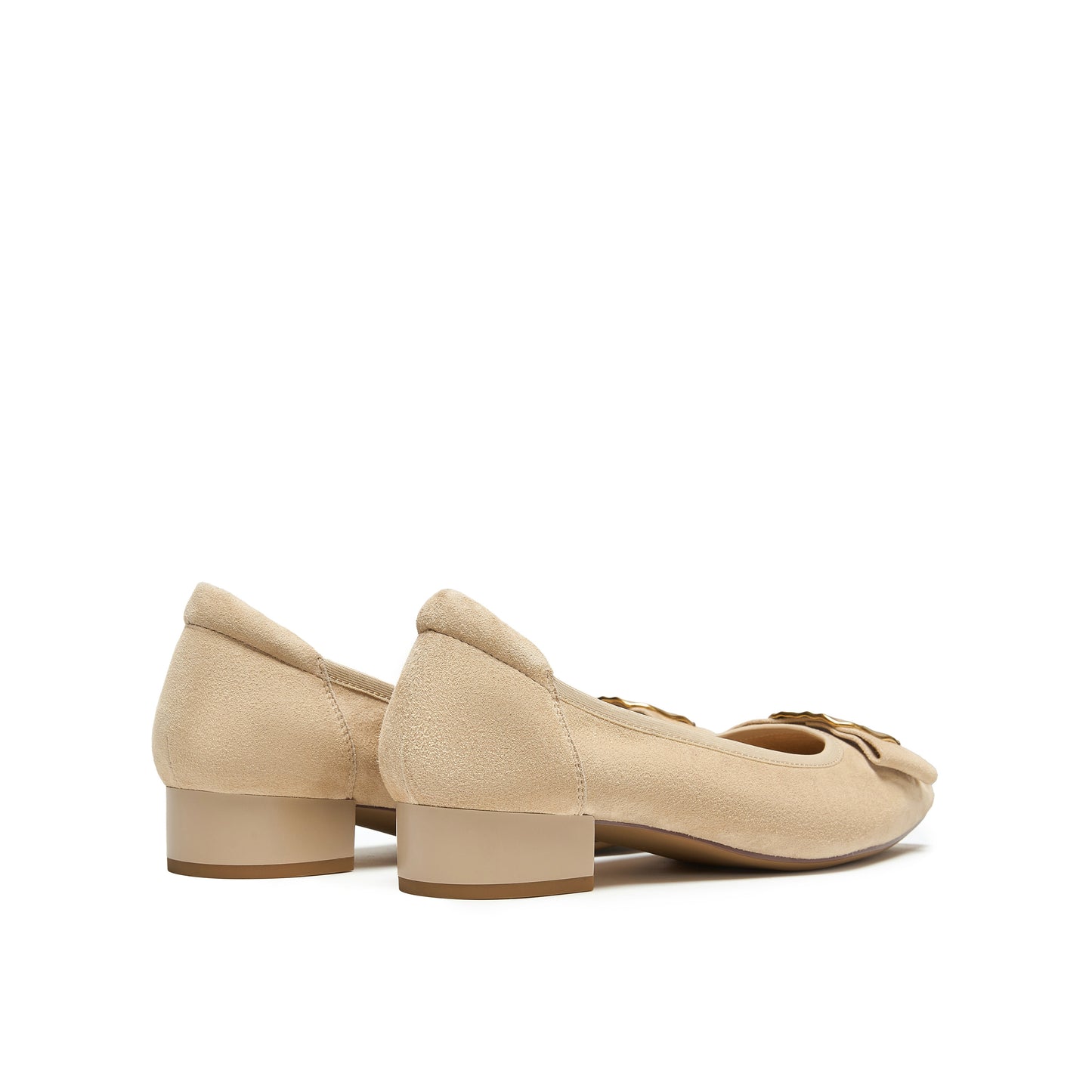 Metal Buckle Suede Pumps