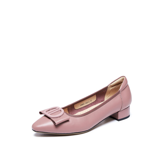 Pointed Toe Mid Heel Pumps with Buckle