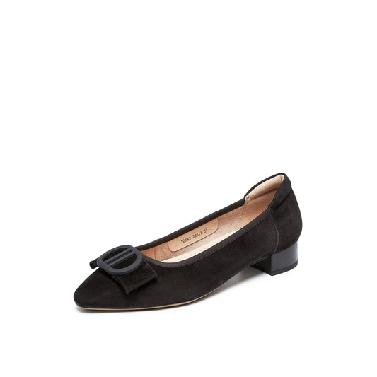 Pointed Toe Mid Heel Pumps with Buckle