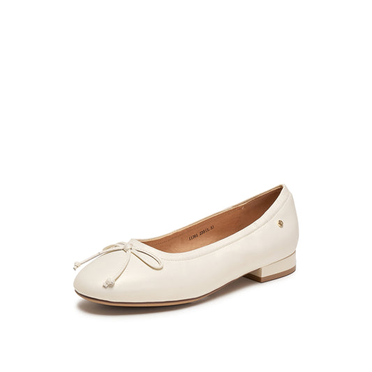 Pearlized Kid Flat Pumps