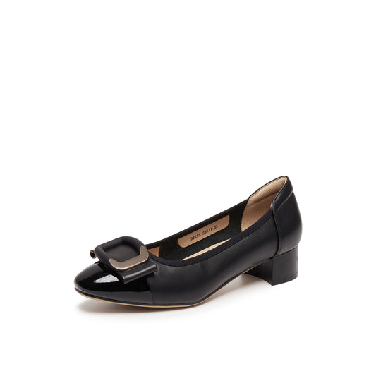 Classic Mid Heel Pumps with Toe Cap
