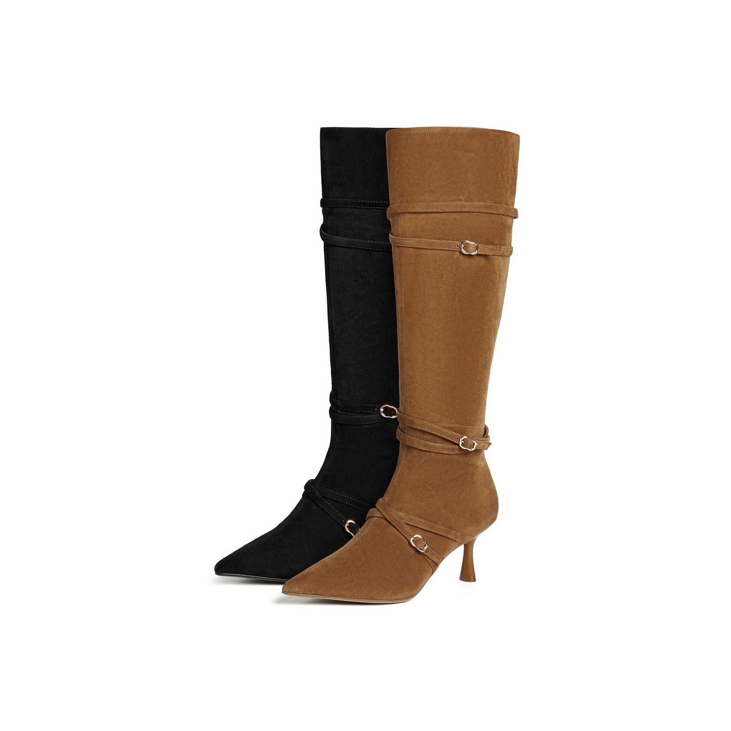 Pointed-toe Multi-strap Long Boots