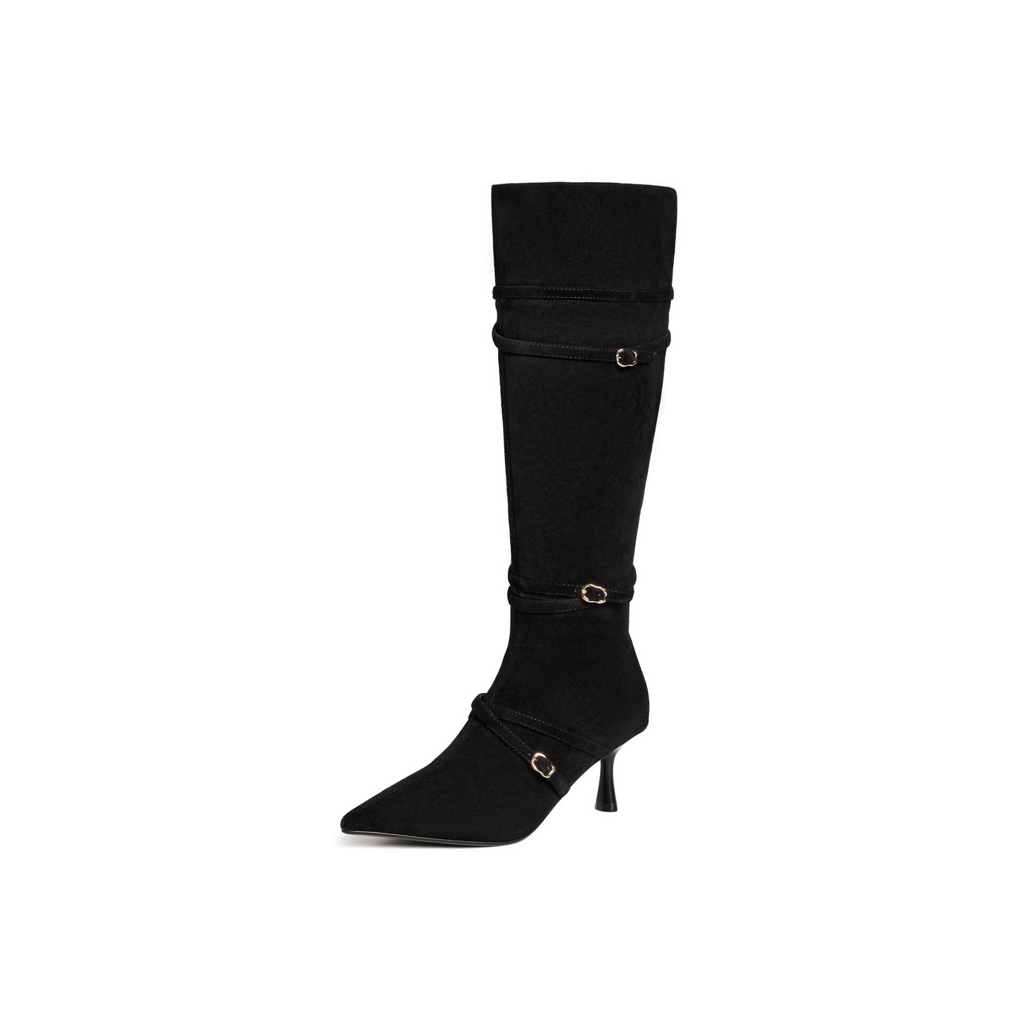 Pointed-toe Multi-strap Long Boots