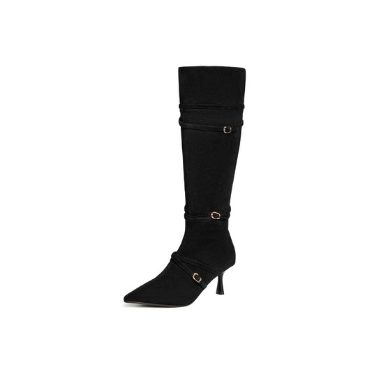 Pointed-toe Multi-strap Long Boots