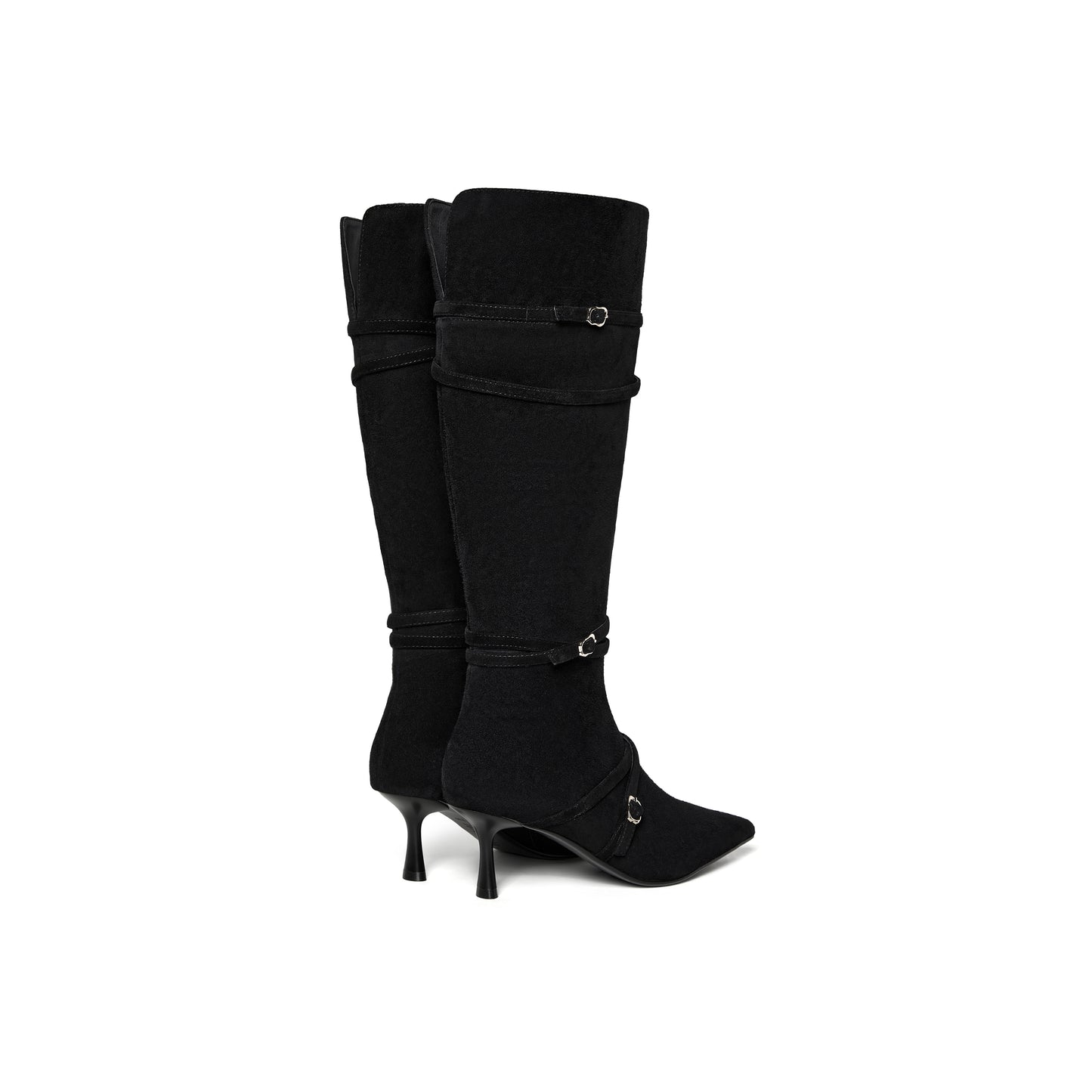 Pointed-toe Multi-strap Long Boots